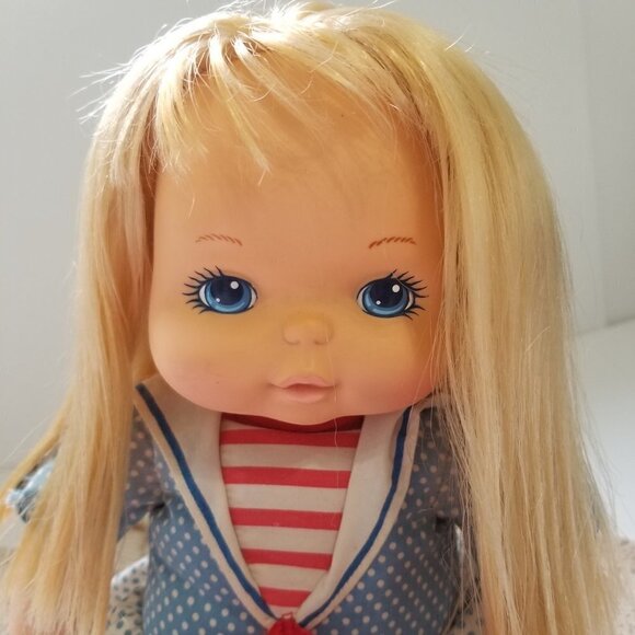 Vintage Doll Playskool School Kids Girl Doll Blonde Hair Sailor Outfit 13 1/2" - Picture 5 of 16